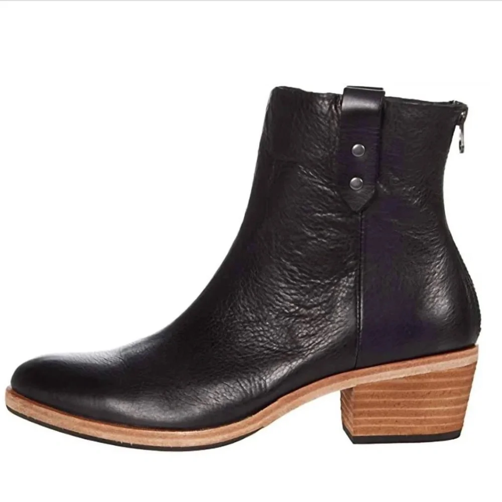 KORK-EASE Kayden Booties Black Leather Size 6 LIKE NEW